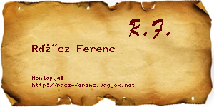 Rácz Ferenc névjegykártya