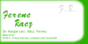 ferenc racz business card